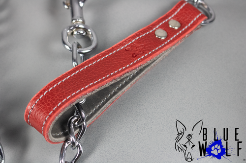Handmade Leash (Rich Red / Dark Grey) image 1
