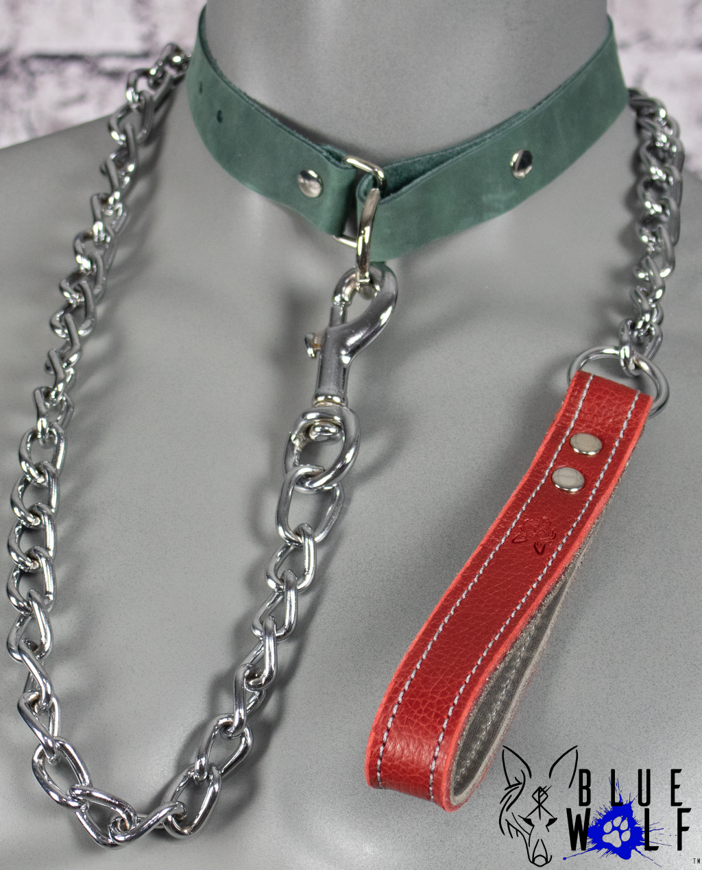 Handmade Leash (Rich Red / Dark Grey) image 0